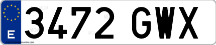 Ejemplo de matrícula de coche ordinaria 3472 GWX