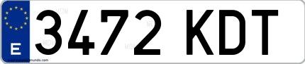 Ejemplo de matrícula española 3472 KDT