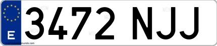Ejemplo de matrícula española 3472 NJJ