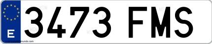 Ejemplo de matrícula española 3473 FMS