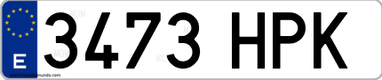 Ejemplo de matrícula de coche ordinaria 3473 HPK