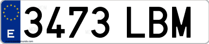 Ejemplo de matrícula de coche ordinaria 3473 LBM