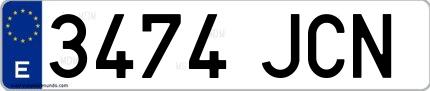 Ejemplo de matrícula española 3474 JCN