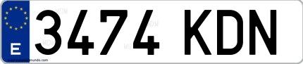 Ejemplo de matrícula española 3474 KDN