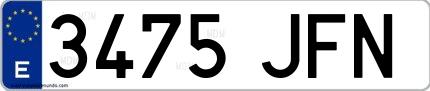 Ejemplo de matrícula de coche ordinaria 3475 JFN