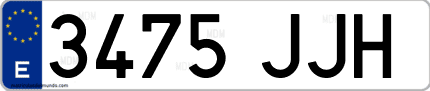 Ejemplo de matrícula de coche ordinaria 3475 JJH