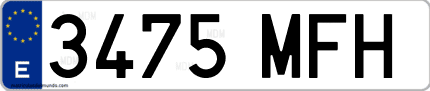 Ejemplo de matrícula de coche ordinaria 3475 MFH