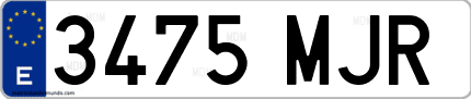 Ejemplo de matrícula de coche ordinaria 3475 MJR