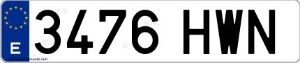 Ejemplo de matrícula española 3476 HWN