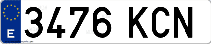 Ejemplo de matrícula de coche ordinaria 3476 KCN