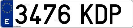 Ejemplo de matrícula española 3476 KDP