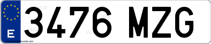 Ejemplo de matrícula de coche ordinaria 3476 MZG