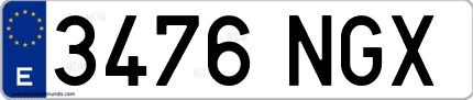 Ejemplo de matrícula de coche ordinaria 3476 NGX