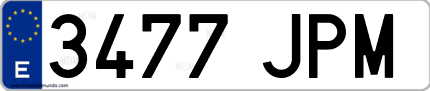 Ejemplo de matrícula de coche ordinaria 3477 JPM