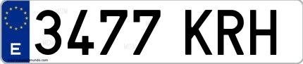 Ejemplo de matrícula española 3477 KRH