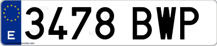 Ejemplo de matrícula de coche ordinaria 3478 BWP