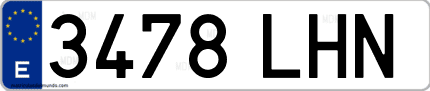 Ejemplo de matrícula de coche ordinaria 3478 LHN