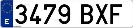 Ejemplo de matrícula española 3479 BXF