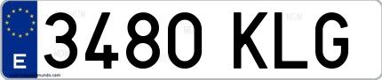 Ejemplo de matrícula española 3480 KLG