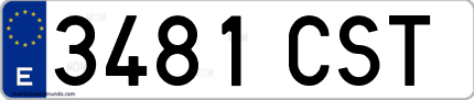 Ejemplo de matrícula de coche ordinaria 3481 CST