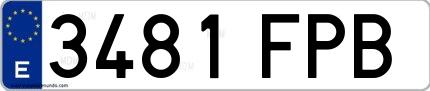 Ejemplo de matrícula española 3481 FPB