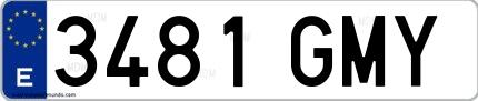 Ejemplo de matrícula de coche ordinaria 3481 GMY