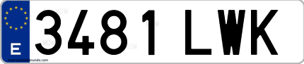 Ejemplo de matrícula de coche ordinaria 3481 LWK