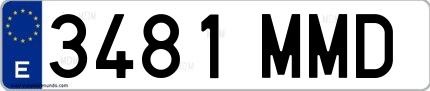 Ejemplo de matrícula de coche ordinaria 3481 MMD