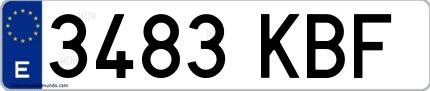 Ejemplo de matrícula española 3483 KBF