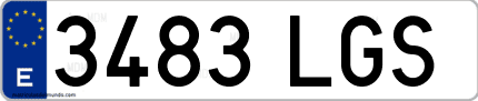 Ejemplo de matrícula de coche ordinaria 3483 LGS