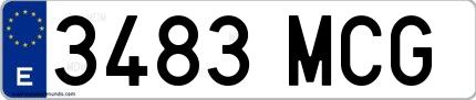 Ejemplo de matrícula española 3483 MCG