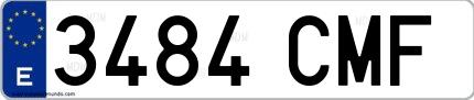 Ejemplo de matrícula española 3484 CMF