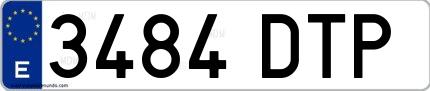 Ejemplo de matrícula española 3484 DTP