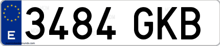 Ejemplo de matrícula de coche ordinaria 3484 GKB