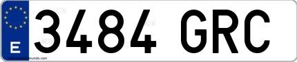 Ejemplo de matrícula española 3484 GRC