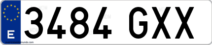 Ejemplo de matrícula de coche ordinaria 3484 GXX