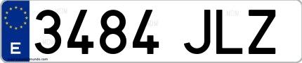 Ejemplo de matrícula española 3484 JLZ