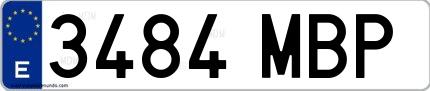 Ejemplo de matrícula española 3484 MBP