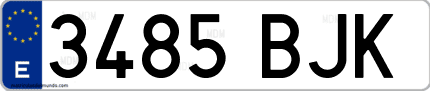 Ejemplo de matrícula de coche ordinaria 3485 BJK