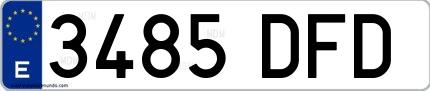 Ejemplo de matrícula de coche ordinaria 3485 DFD