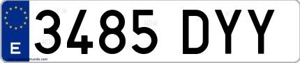Ejemplo de matrícula española 3485 DYY