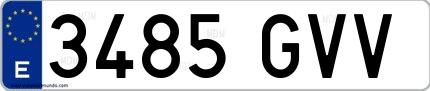 Ejemplo de matrícula española 3485 GVV