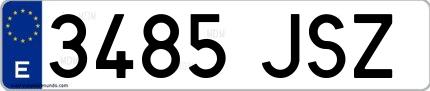 Ejemplo de matrícula española 3485 JSZ