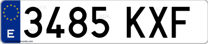 Ejemplo de matrícula de coche ordinaria 3485 KXF