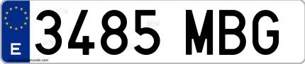 Ejemplo de matrícula española 3485 MBG