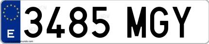 Ejemplo de matrícula española 3485 MGY