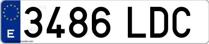 Ejemplo de matrícula española 3486 LDC