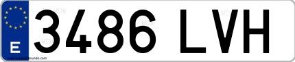Ejemplo de matrícula española 3486 LVH