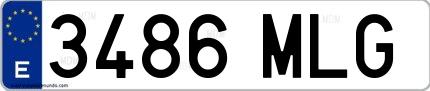 Ejemplo de matrícula española 3486 MLG