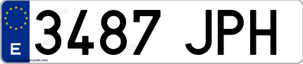 Ejemplo de matrícula de coche ordinaria 3487 JPH